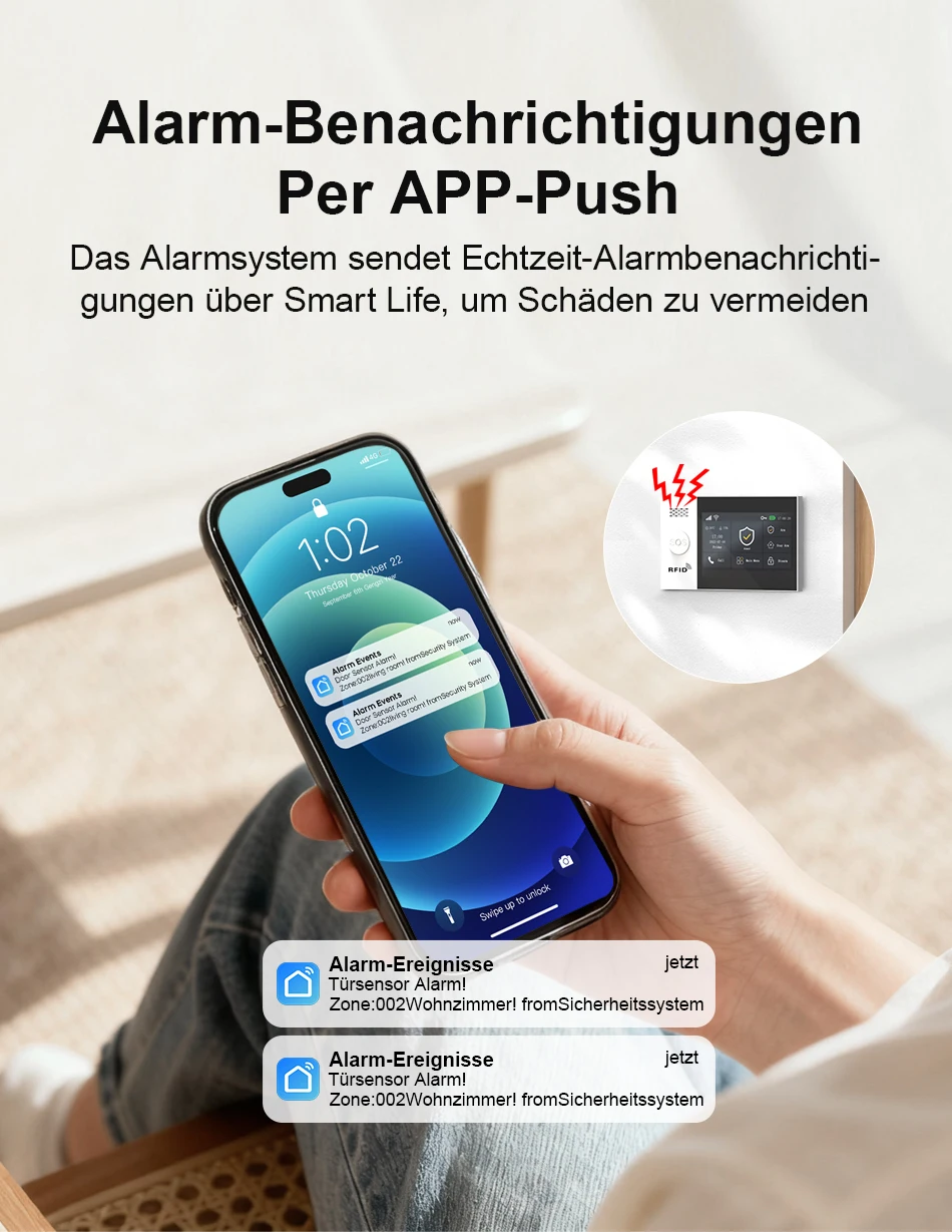 PGST Alarmanlage Einbruchschutz WiFi 2G GSM Works with Tuya Smart Life kabelloses Sicherheits Set für Zuhause Gewerbe Tür Fenster Sensoren Fernüberwachung per Smartphone – Detail 9