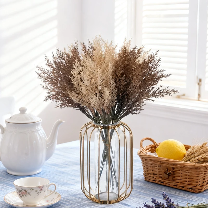 6 قطعة عشب القمح البلاستيكي الزهور الاصطناعية غرفة المنزل الخريف الزفاف الديكور ريم القصب باقة الرملي الملونة القهوة نبات صناعي #2
