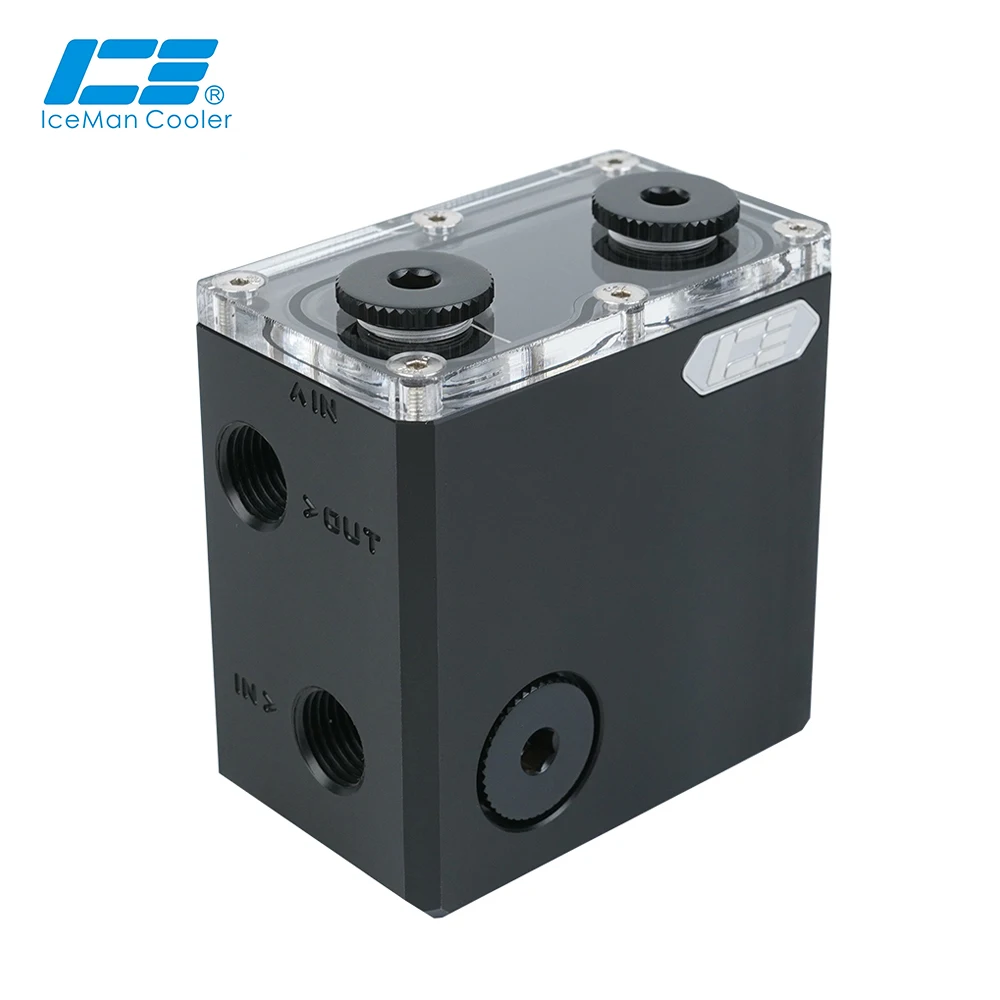 

IceManCooler G1/4" 2U Server DDC Reservoir For Liquid Loop Water Cooling,Small Water Tank,POM Black, ICE-2UDCR