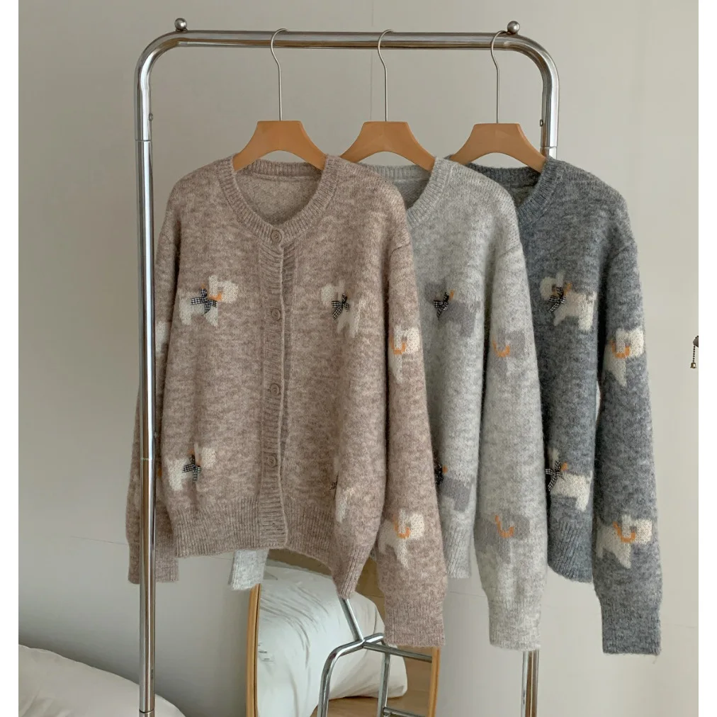 

Women Coat Cardigan Sweaters Coats Jackets Round Neck Jumpers Y2k Streetwear Elegant Knit Open Stith Casual Work Autumn Winter