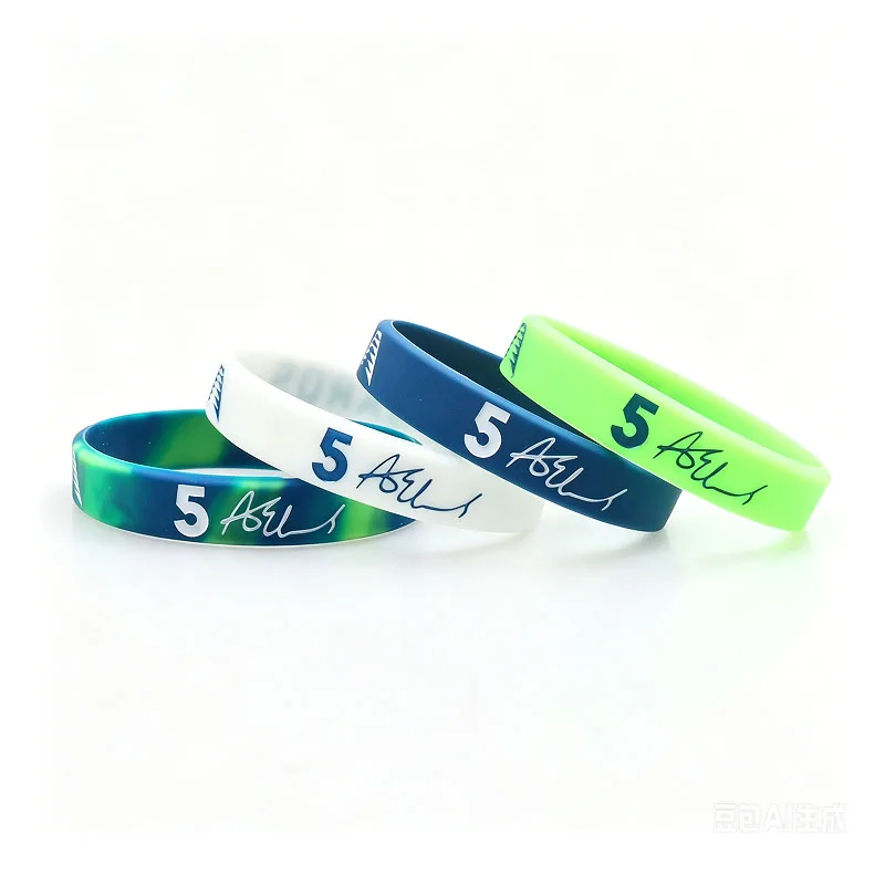 1PCS Outdoor Basketball Sports Bracelet Silicone Wristband For Men's Gift Commemorative Gift Rubber Elastic Bracelet Metal Color
