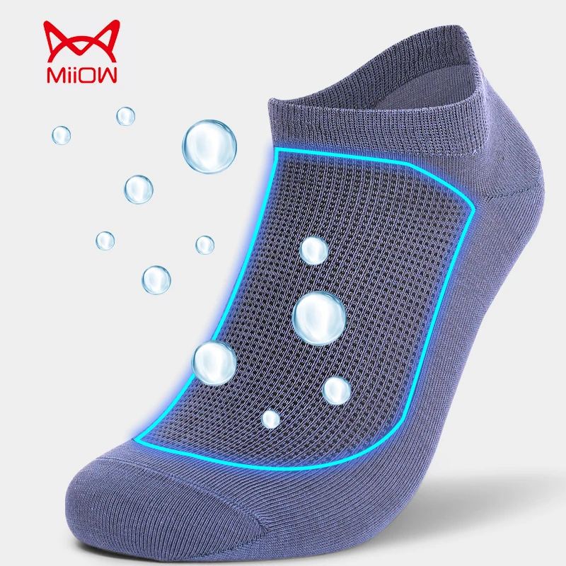 MiiOW-calcetines tobilleros de algodón para hombre, medias deportivas de alta calidad, transpirables, informales, corte Invisible, 10 pares