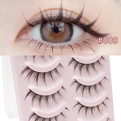 5 Pairs Soft Eyelashes Thick False Eyelashes Set Natural Manga Lashes Manga Eyelashes Eyelashes Lashes Wispy Daily Dating Makeup