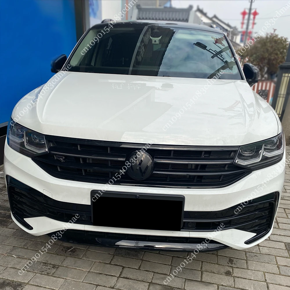 Gloss Black Front Grille Strips Cover Trim For Tiguan MK2 R Line Facelift 2020-2023 Front Bumper Insert Black Grill Accessories