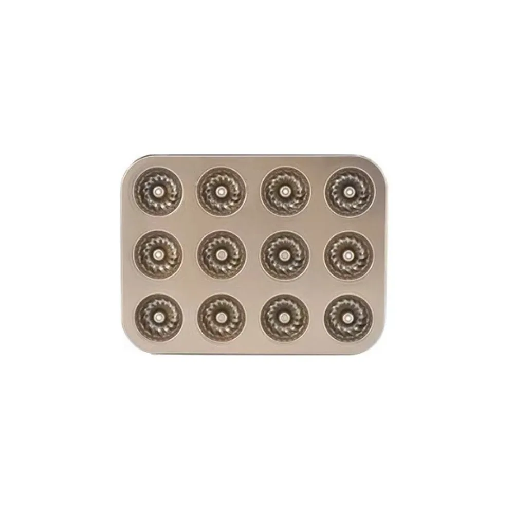 12-Cavity Pumpkin Cake Baking Mold Non-stick Carbon Steel Cupcake Baking Pan Fast Heat Heat-resistant Mini Fluted Tube Cake Pan
