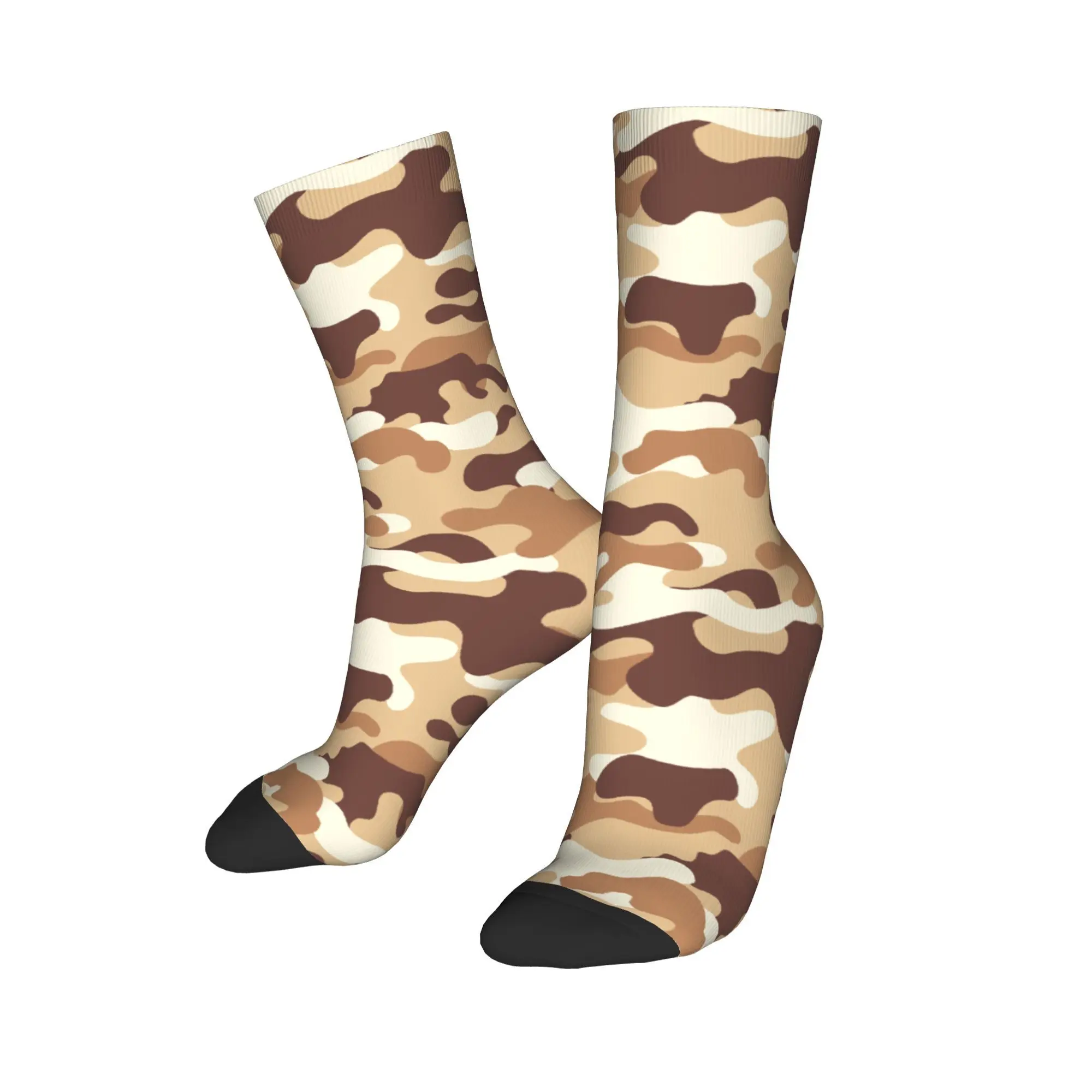 Custom Funny Mens Brown Digital Military Camouflage  Camo Dress Socks Unisex Warm Comfortable 3D Printed  Crew Socks