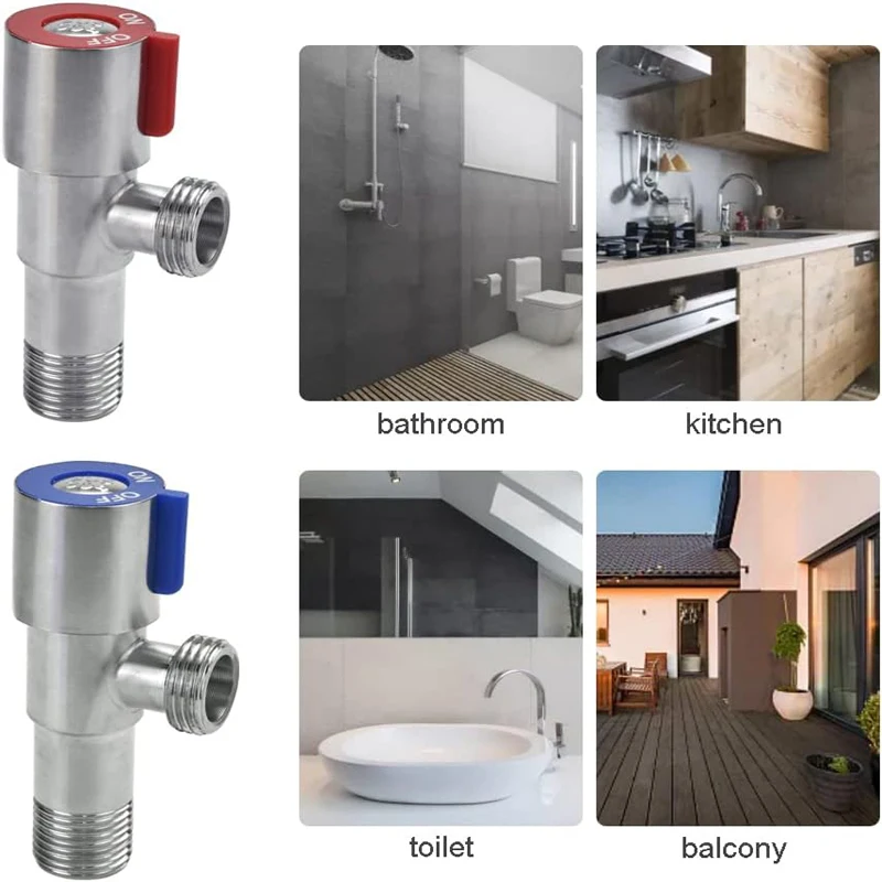 Triangle valve stainless steel hot cold inlet valve bathroom water stop valve water heater  kitchen balcony bathroom accessories