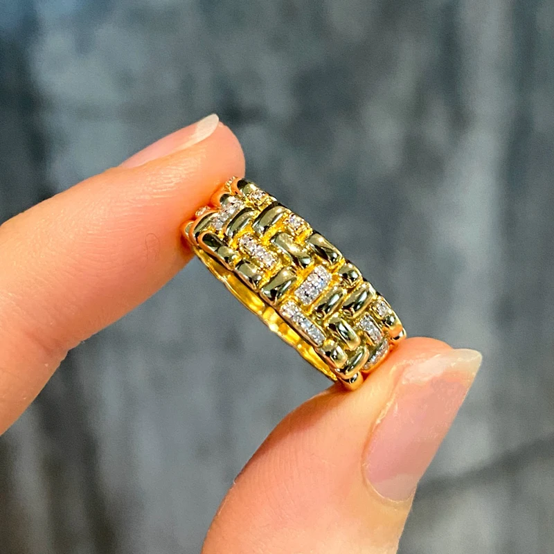 Aazuo 18K Jewelry Set Solid Yellow Gold Real Natural Diamonds Bangle Earring Ring Necklace Gift For Women Wedding Party AU750