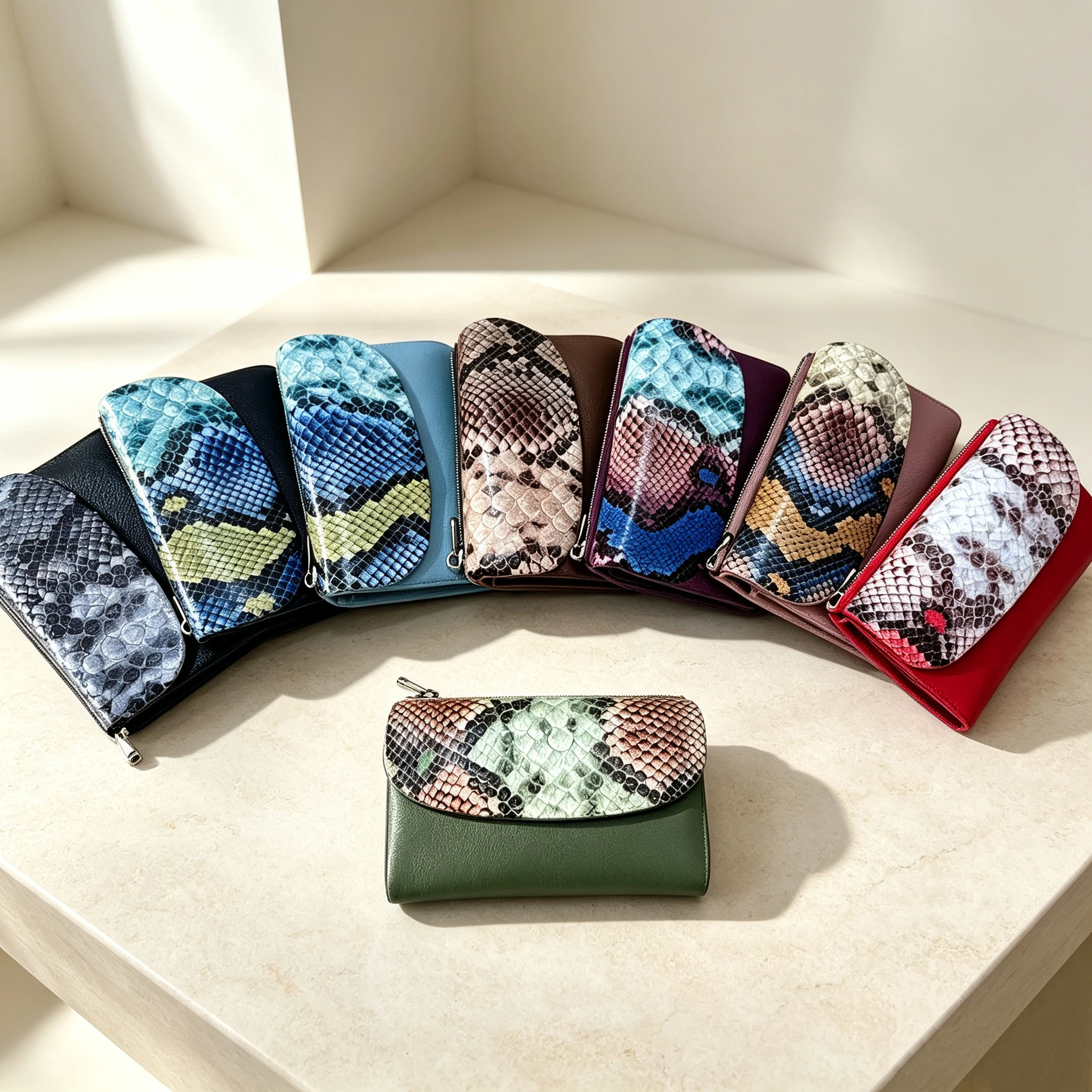 New Soft Genuine Cow Leather Short Wallet Women Fashion Python Pattern Cowhide Ladies' Purse Card Holders Lady's Gift Wallets