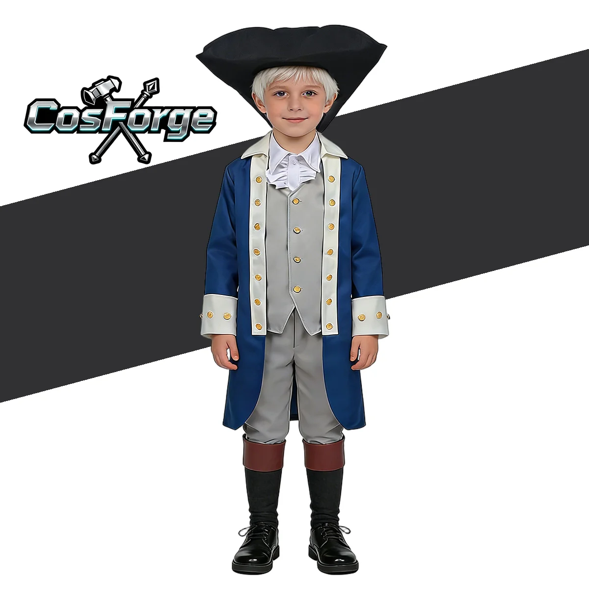 

George Washington Presidential Cosplay - Vintage Military Prince Uniform School Stage