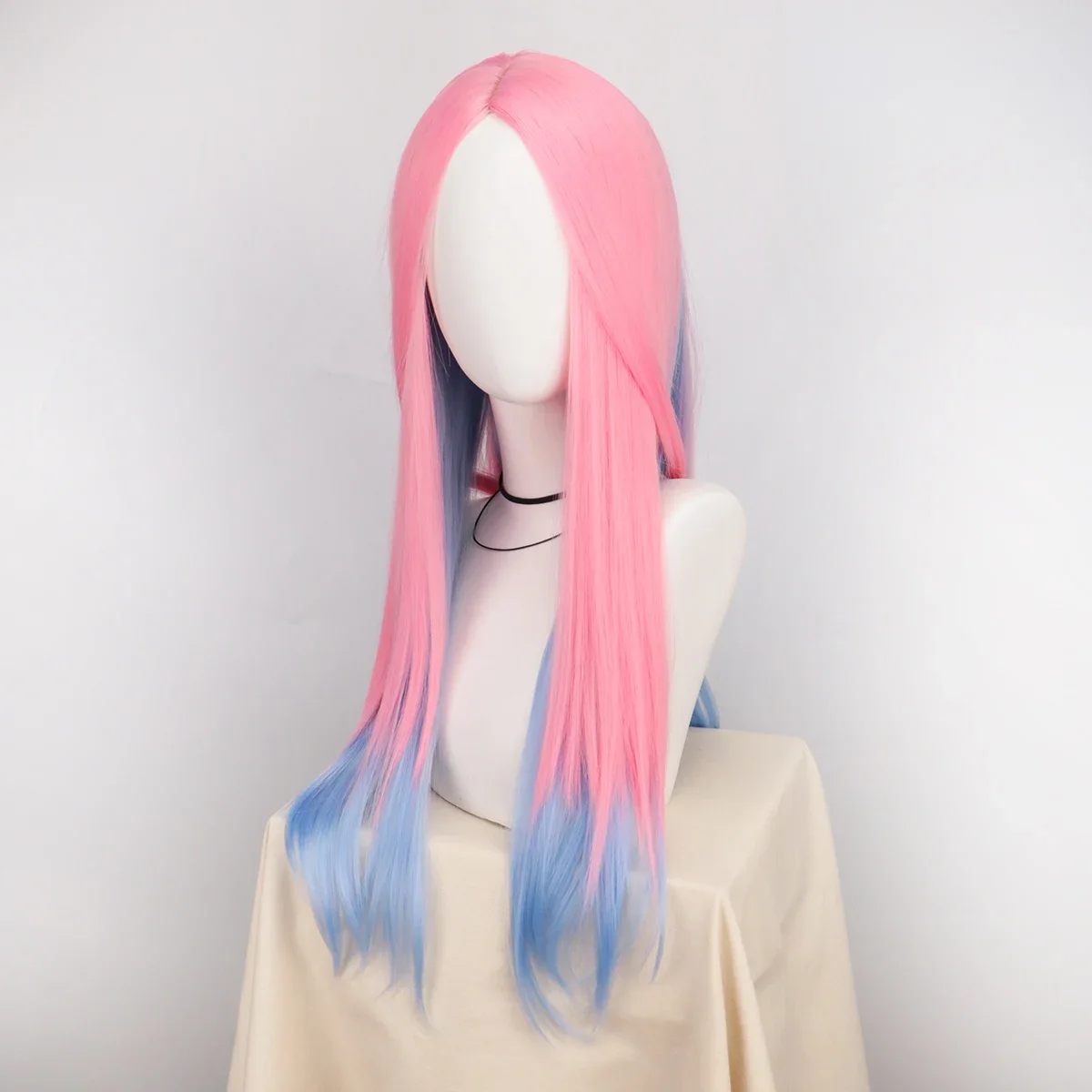 Mizi Wig Anime Alien Stage Mizi Cosplay Wigs Long Curly Dark Pink Blue Gradient Wig 29‘’ Mixed Color Middle Part Synthetic Hair