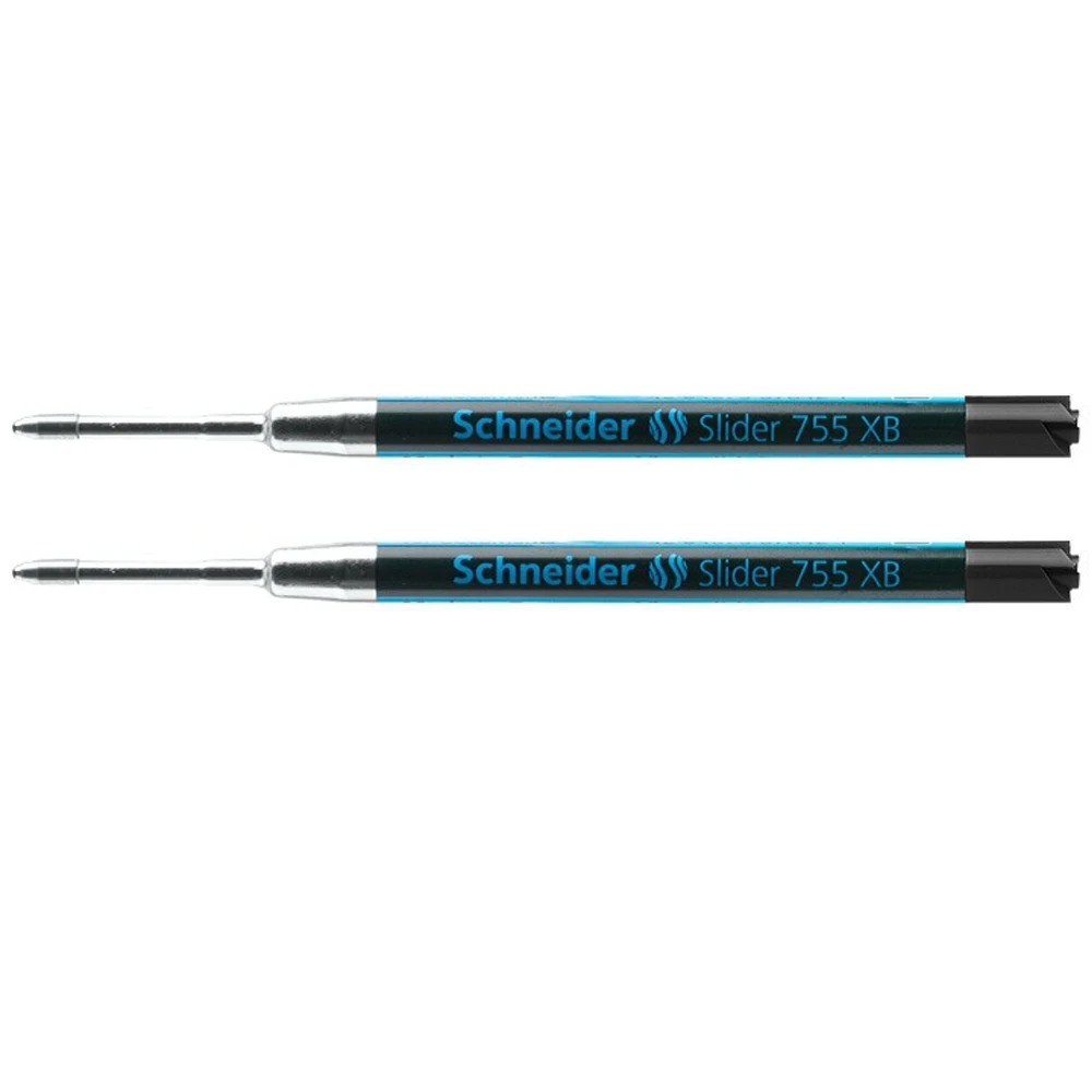 2pcs Schneider Slider 755 Ballpoint Pen Refill M/XB Medium or Extra Broad Tip 0.7mm 1.4 Mm, ISO Format G2, Black or Blue Ink