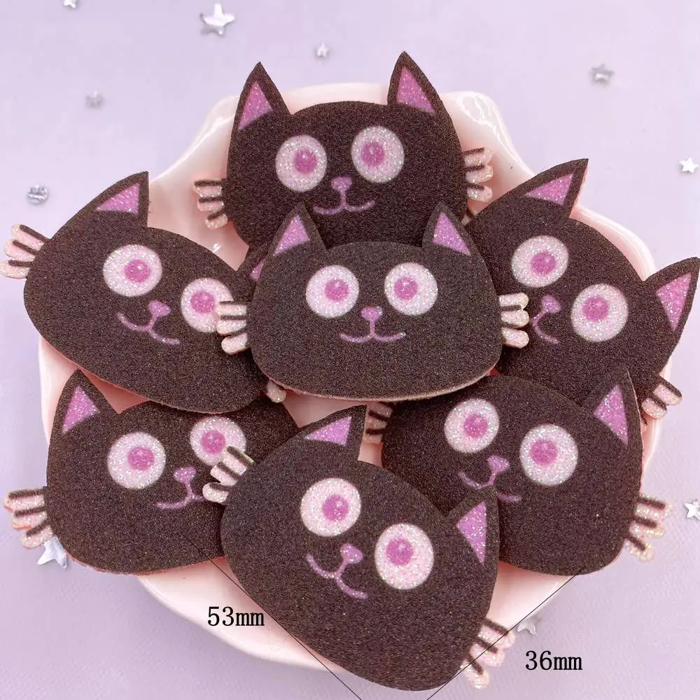 10pcs Glitter Felt Fabric Nonwovens Rainbow Cat Pumpkin Ghost Applique DIY Sewing Patch Halloween decor Supplie Accessorie Craft