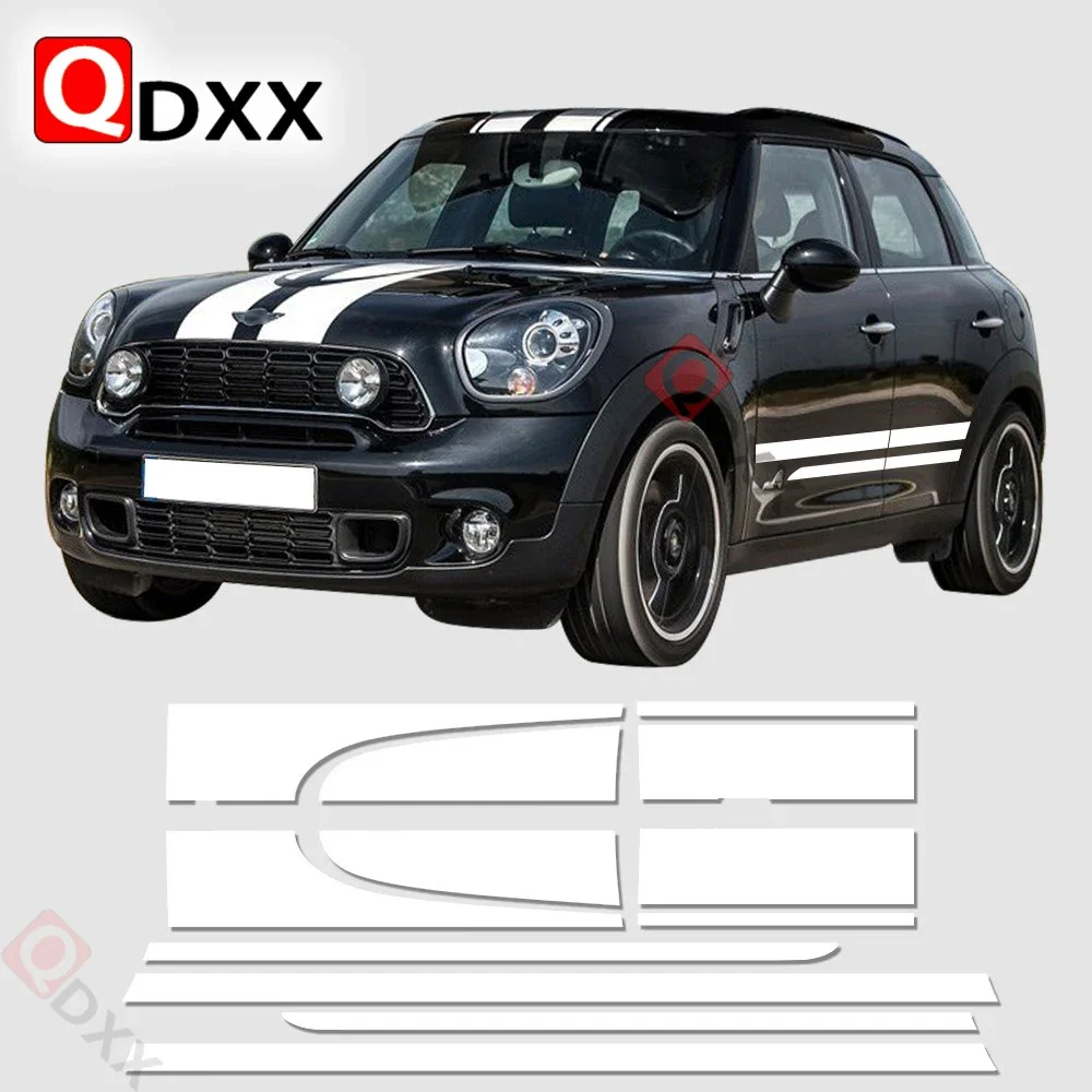 Car Racing Hood Side Trunk Engine Rear Side Stripes Sticker Body Kit Decal For MINI Countryman Cooper S JCW Accessories