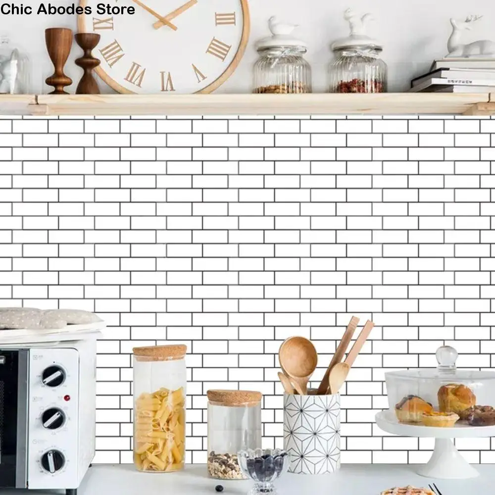 DIY 3D Effect Subway Tile Self-Adhesive Water Resistant Wallpaper for Kitchen Wall Milk Tea shop