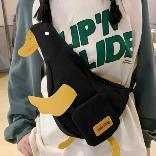 Cute Funny Backpack Internet Red Chest Bag Canvas Bag Everything New Phone Crossbody Bag Duck Student Fanny Pack