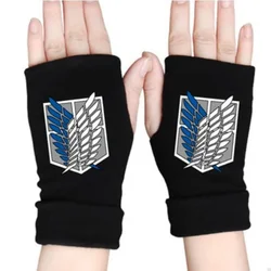 Cosplay Anime Gloves Attack on Titan Half Finger Glove Costumes Accessories Printed Cotton Fingerless Gloves Costume Props