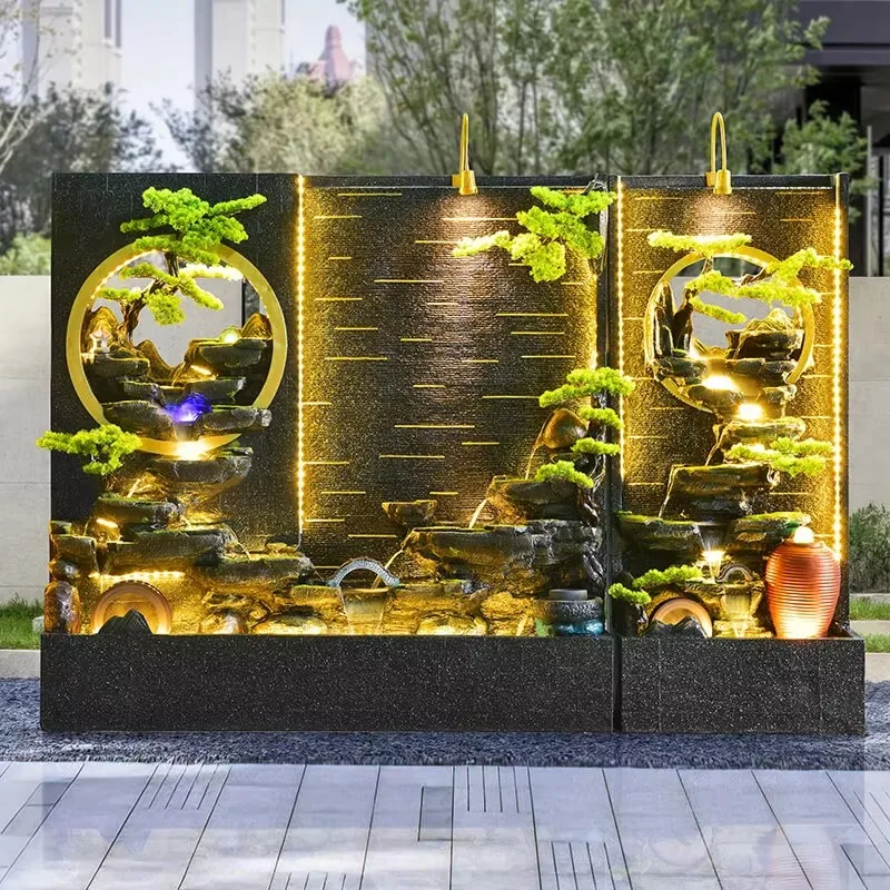 

【From China】Outdoor Water Feature Modern Indoor Outdoor Waterfall Fountain Water Feature for House Office Garden