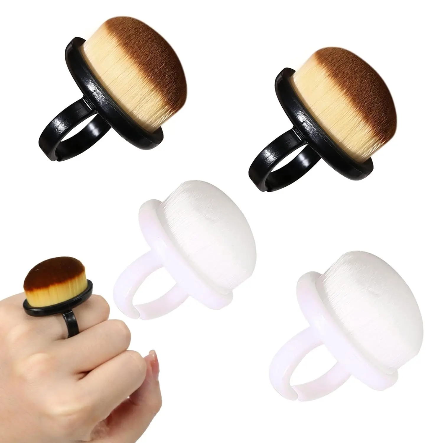 YIKOOLIN Manicure Dust Clean Brush Finger Ring Duster Soft Hair Nail Polish Powder Dusting Tools Nail Art Dense Bristles Brush