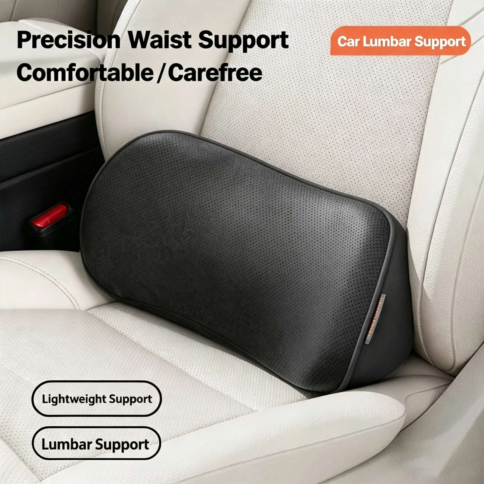 Car Memory Foam Lumbar Support Cushion Breathable Waist Pillow Driver Travel Back Support Auto Interior Accessories Comfort