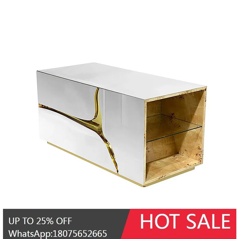 

MJY Light Роскошный прикроватный шкаф из массива дерева Роскошный домашний шкаф для хранения из нержавеющей стали