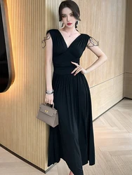 Fashion Summer Long Evening Dress Women Ladies Clothing Elegant V-Neck Corset Slim Maxi Party Prom Stretchy Robe Mujer Vestidos