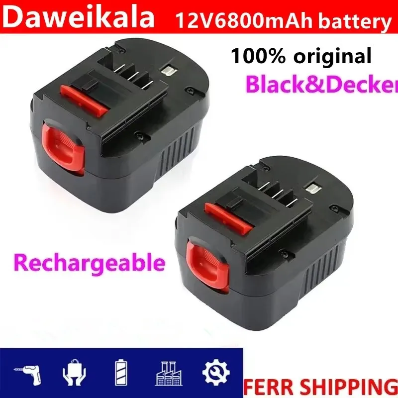 12V 6800mah Rechargeable Tool Battery forBlack&Decker A12 A12EX FSB12 FS120B A1712 HP12K HP12 Ni-MH Replacement Drill Battery