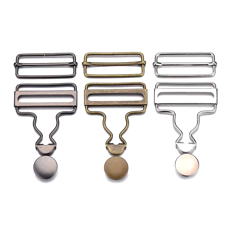 2Set Suspenders Buckle Fastener Rivets Brace Clips Metal Button Overalls Jeans Pants for DIY Handmake Sewing Hardware 28-45mm