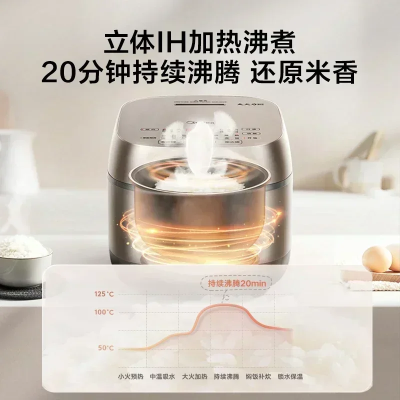 220V Home Electric Rice Cooker 3L Stereo IH Large Fire Heating Compound Fine Iron Kettle Liner Riz Multicooker Coocker Pot