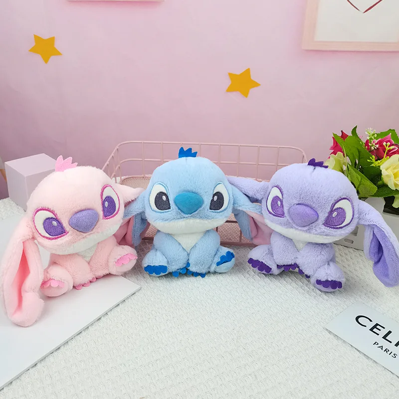 12CM Disney Stitch Plush keychain Kawaii Action Figures Cartoon Backpack Pendant Cute Doll keyring Bag Car Pendant Stuffed Toys