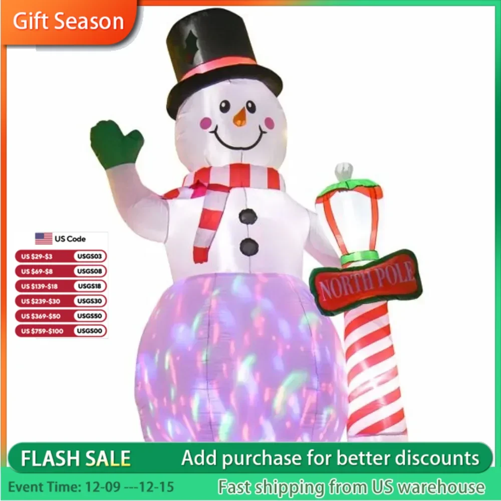 Christmas snowman, snowman inflatable toy to create a festive atmosphere, 4 B2 LED lights and 1 IC control color light