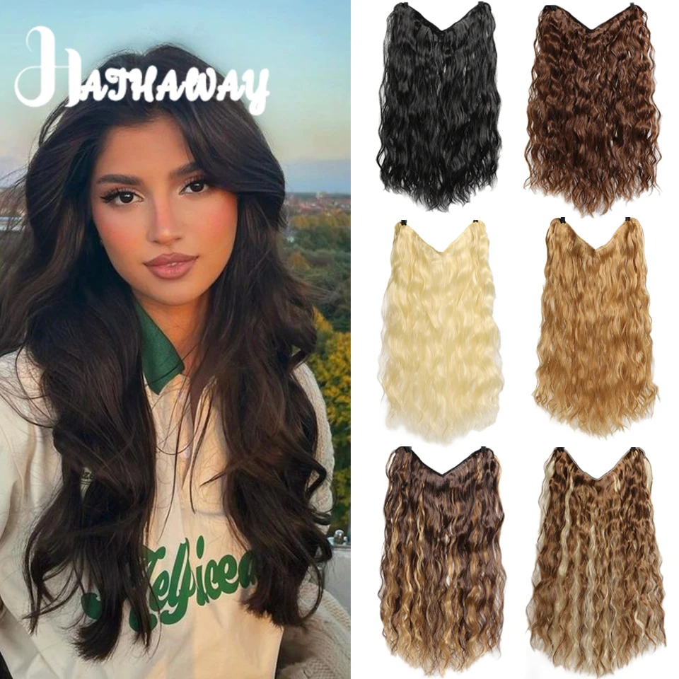 

21-inch Wavy Curly Hair Piece Synthetic Black Golden Brown Long Hair Naturally Fluffy Big Wavy And Long Curly Hair Piece