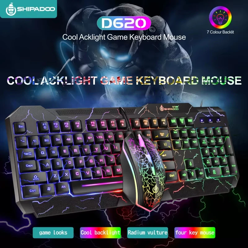 Mechanical Touch Feel RGB Backlit Gaming Wired Keyboard And Mouse Combo Ergonomic Design Gamer USB Keyboard And Mouse Set For PC