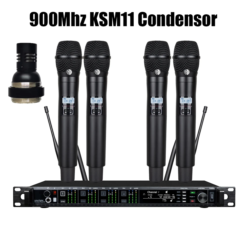 Leicozic AD4Q 4 Channel Wireless Microphone Professional Stage Microfone Condsensor KSM11 KSM9 BETA87A Capsule 500/600/900Mhz