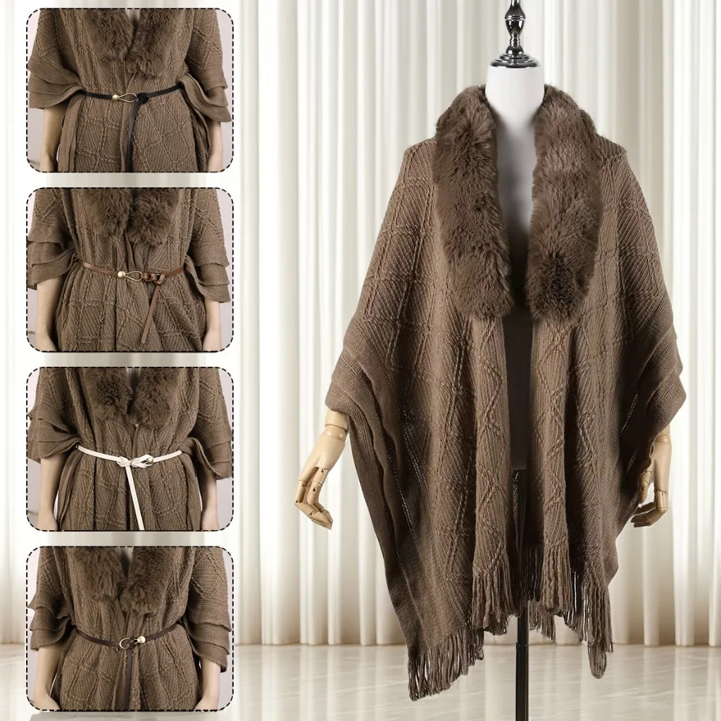 

Комплект из 2 предметов, женский пояс-шаль — в сочетании с поясом кофейного цвета — свободная и регулируемая — повседневная универсальная верхняя одежда на каждый день.