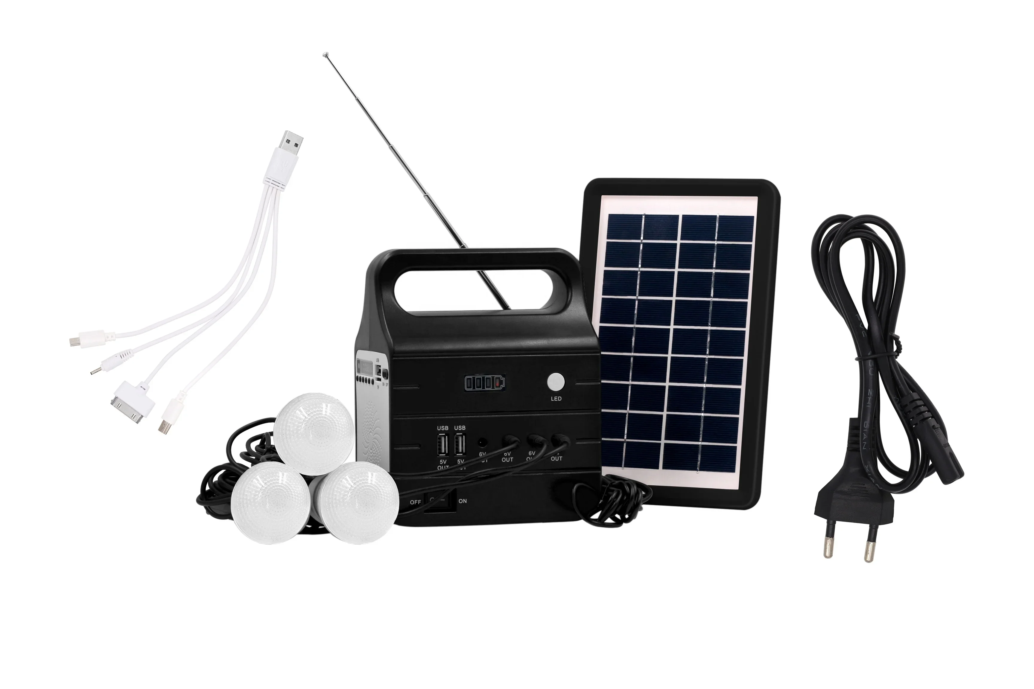 Mini Solar Panel Light Station Radio Lighting Generator Home Portable Solar Power Energy System