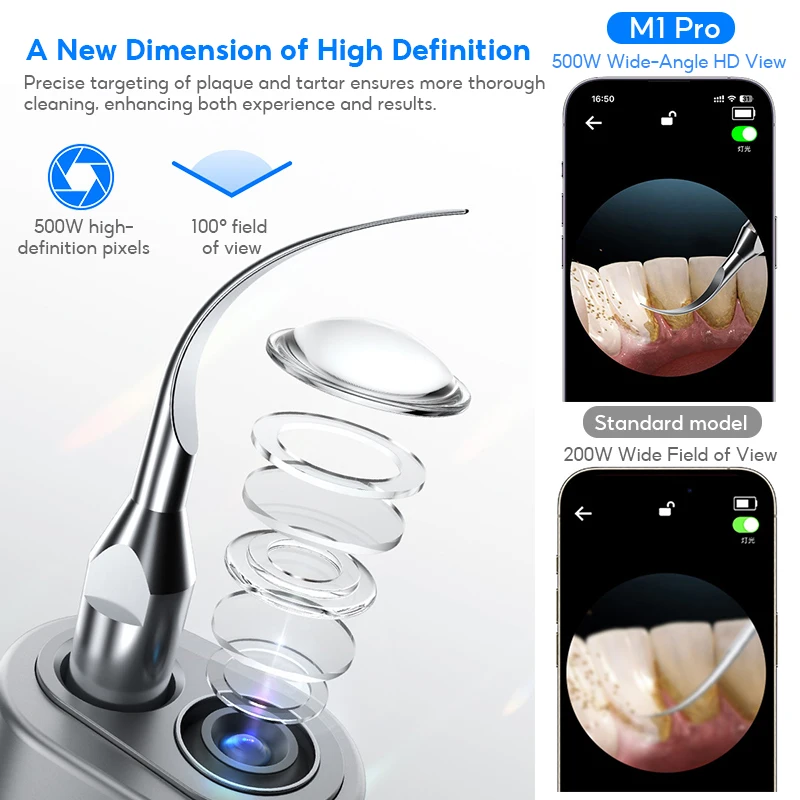 MeeGoo M1Pro Visual Ultrasonic Teeth Cleaner, 39000Hz Vibration, IPX6 Waterproof, 5 Cleaning Modes, APP Connected, Type-C Chargi