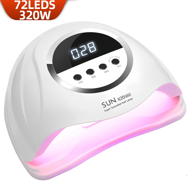 320W UV LED Nail Lamp 72LEDS Gel Polish Drying Lamp with Automatic Sensing 4 Timer Professional Nail Dryer Manicure Salon Tools