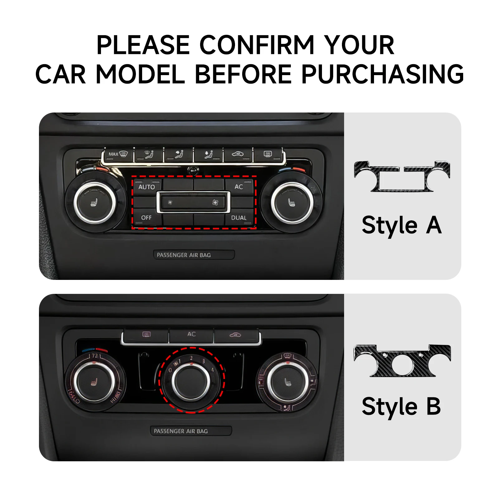 For Volkswagen Golf VI MK6 Plus R GTI (2010-2014) Car Center Console Volume Climate Adjust Knob Panel Carbon Fiber Trim Sticker