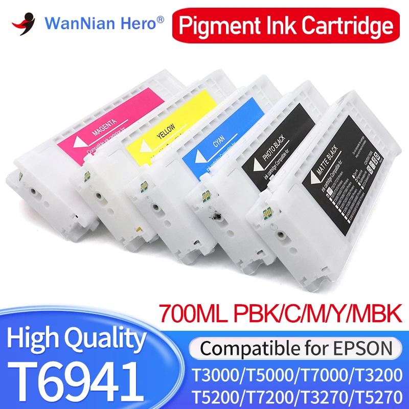 

T6941 T6942 T6943 T6944 T6945 ink cartridge 700ML compatible for Epson T3000 T5000 T7000 T3200 T5200 T7200 Printer With pigment