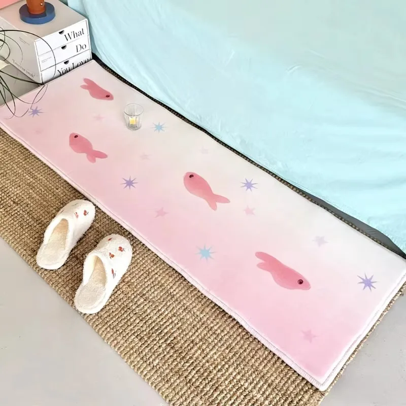 VIKAMA Fresh Ocean Little Fish Bedside Mat – Children’s Play Area, Bedroom, Hallway – Non-slip, Washable Home Decor