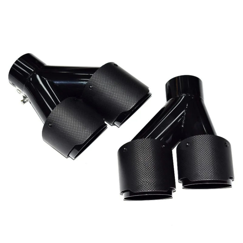 

Matte Straight Carbon Stainless Steel Dual Black Tail Exhaust Tip Equal Length Muffler Pipe