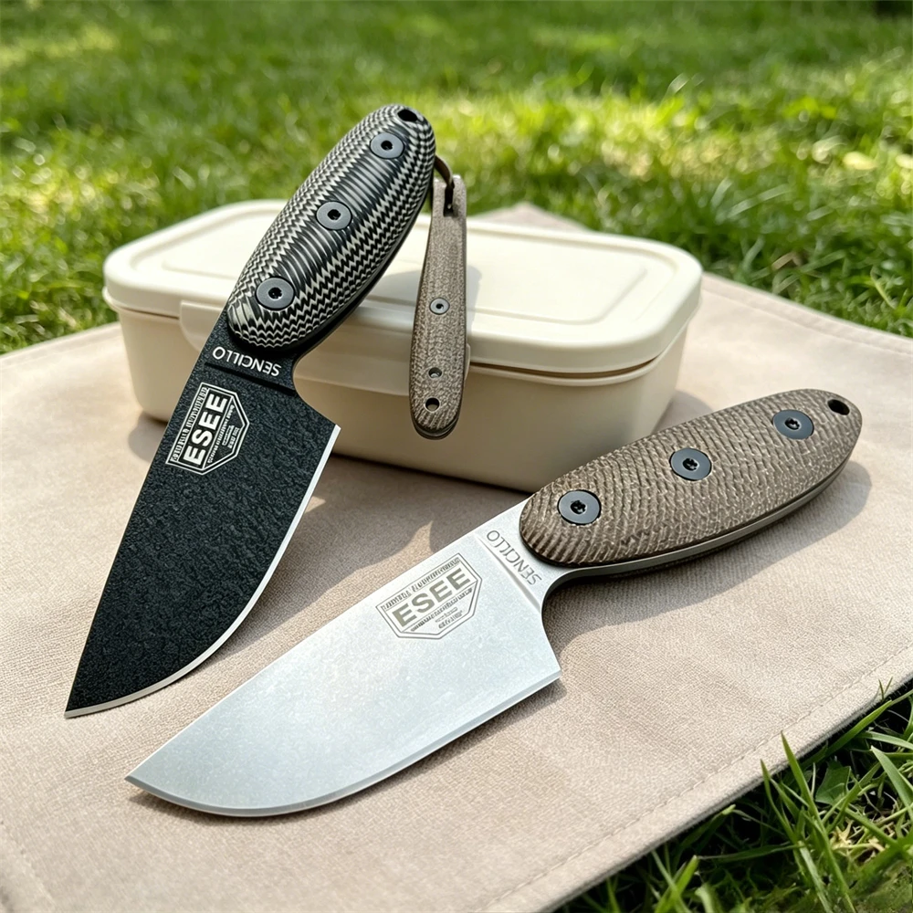 High Hardness D2 Steel Fixed Blade Knife, Non‑Slip G10 Handle, Outdoor Camping Fishing Survival Cutting Tool with Sheath