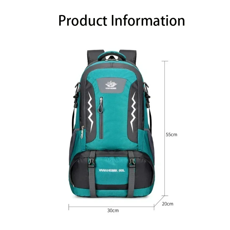 Mountaineering Backpack Outdoor Waterproof Portable Multifunctional Men Hiking Backpack with Safety Reflective Design