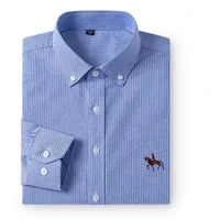Camisa Oxford de algodón 100% para hombre, camisas de vestir formales de corte Regular, informales, lisas, de manga larga, blusa Social, ropa masculina