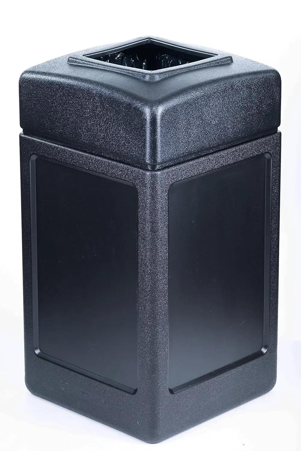 Commercial Zone 732101 Open-Top Indoor/Outdoor Square 42 Gallon Large Waste Trash Container Bin, Black