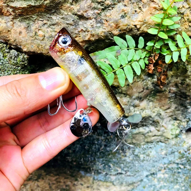 New Top Water Fishing Lures  Popper Bait 75mm13.5g With Sequins Hard Artificial Bait Saltwater Bass Leurre Peche Fishing Tackle