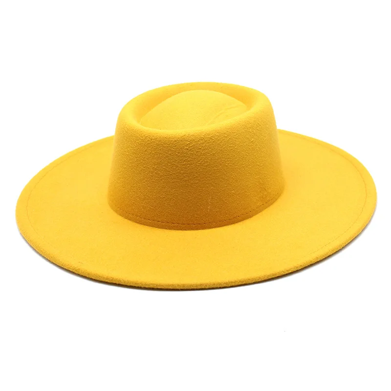 Mistdawn Wool Fedora Hat Men Women Wide Brim 9.5cm Pork Pie Jazz Gatsby Felt Pinch Crown Vintage Autumn Winter Top Hat