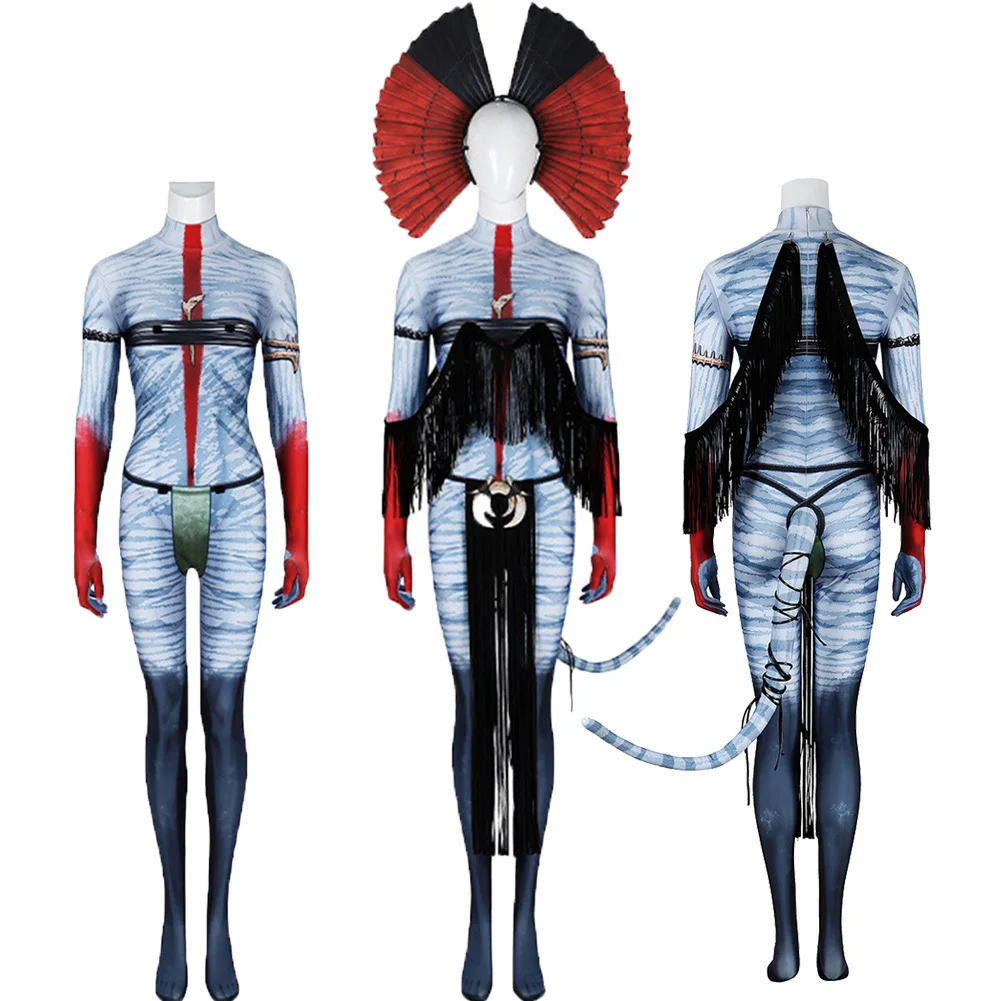 

2025 Movie Avatar 3 of Fire Ash Varang Cosplay Jumpsuit Costume Tail Headwear Accessories Clothes Set Outfits Halloween Carnival