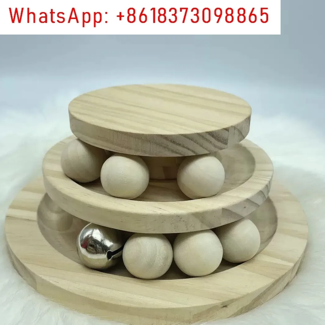 Solid wood cat turntable track ball consumes physical energy to relieve boredom and tease cat artifact